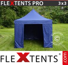 Tente evenementielle FleXtents PRO 3x3m Bleu foncé, avec 4 cotés