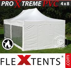Tente evenementielle FleXtents Xtreme Heavy Duty 4x8m Blanc, avec 6 cotés