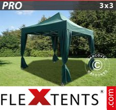 Tente evenementielle FleXtents PRO 3x3m Vert, incl. 4 rideaux decoratifs