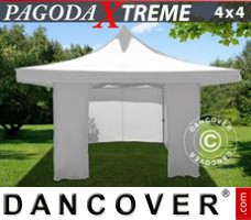 Tente evenementielle FleXtents Pagoda Xtreme 4x4m / (5x5m) Blanc, avec 4 cotés