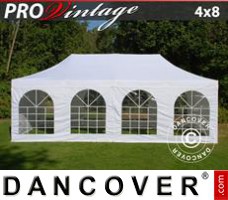 Tente evenementielle FleXtents PRO Vintage Style 4x8m Blanc, avec 6 cotés