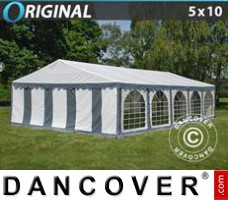 Tente evenementielle Original 5x10m PVC, Gris/Blanc