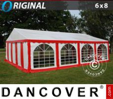 Tente evenementielle Original 6x8m PVC, Rouge/Blanc