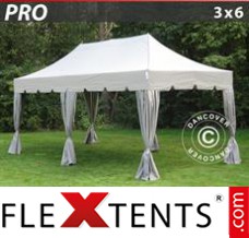 Tente evenementielle FleXtents PRO "Peaked" 3x6m Latte, avec 6 rideaux decoratifs