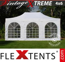 Tente evenementielle FleXtents XtremeVintage Style 4x6m Blanc, avec 8 cotés