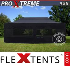 Tente evenementielle FleXtents Xtreme 4x8m Noir, avec 6 cotés