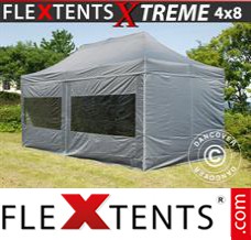 Tente evenementielle FleXtents Xtreme 4x8m Gris, avec 6 cotés