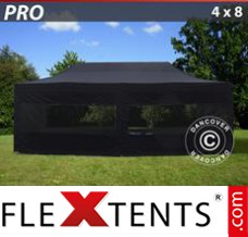 Tente evenementielle FleXtents PRO 4x8m Noir, avec 6 cotés