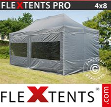 Tente evenementielle FleXtents PRO 4x8m Gris, avec 6 cotés