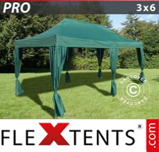 Tente evenementielle FleXtents PRO 3x6m Vert, incl. 6 rideaux decoratifs
