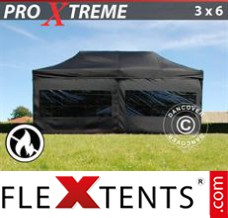 Tente evenementielle FleXtents Xtreme 3x6m Noir, Ignifugé, avec 6 cotés
