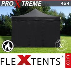 Tente evenementielle FleXtents Xtreme 4x4m Noir, Ignifugé, avec 4 cotés