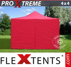 Tente evenementielle FleXtents Xtreme 4x4m Rouge, avec 4 cotés