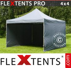Tente evenementielle FleXtents PRO 4x4m Gris, avec 4 cotés