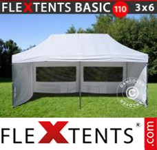 Tente evenementielle FleXtents Basic 110, 3x6m Blanc, avec 6 cotés