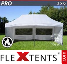 Tente evenementielle FleXtents PRO 3x6m Blanc, Ignifugé, avec 6 cotés