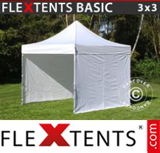 Tente evenementielle FleXtents Basic, 3x3m Blanc, avec 4 cotés