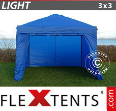 Tente evenementielle FleXtents Light 3x3m Bleu, avec 4 cotés