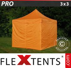 Tente evenementielle FleXtents PRO 3x3m Orange, avec 4 cotés