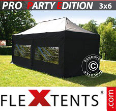 Tente evenementielle FleXtents PRO 3x6m Noir, avec 6 cotés