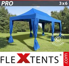 Tente evenementielle FleXtents PRO 3x6m Bleu, incl. 6 rideaux decoratifs