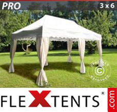 Tente evenementielle FleXtents PRO "Wave" 3x6m Blanc, avec 6 rideaux decoratifs
