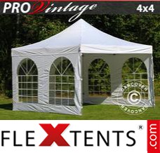 Tente evenementielle FleXtents PRO Vintage Style 4x4m Blanc, avec 4 cotés