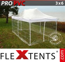 Tente evenementielle FleXtents PRO 3x6m Transparent, avec 6 cotés
