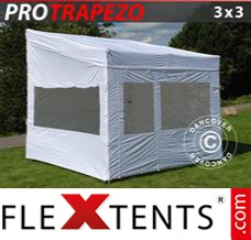 Tente evenementielle FleXtents PRO Trapezo 3x3m Blanc, avec 4 cotés