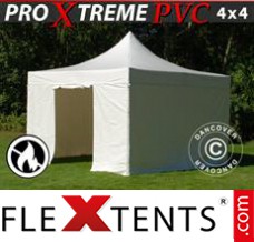 Tente evenementielle FleXtents Xtreme Heavy Duty 4x4m, Blanc avec 4 cotés