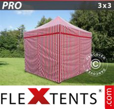 Tente evenementielle FleXtents PRO 3x3m rayé, avec 4 cotés