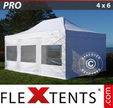 Tente evenementielle FleXtents PRO 4x6m Blanc, avec 8 cotés