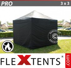Tente evenementielle FleXtents PRO 3x3m Noir, Ignifugé avec 4 cotés
