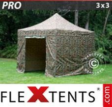Tente evenementielle FleXtents PRO 3x3m Camouflage, avec 4 cotés