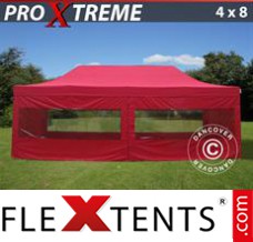 Tente evenementielle FleXtents Xtreme 4x8m Rouge, avec 6 cotés