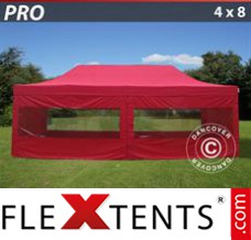 Tente evenementielle FleXtents PRO 4x8m Rouge, avec 6 cotés