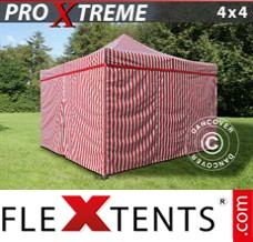 Tente evenementielle FleXtents Xtreme 4x4m rayé, avec 4 cotés