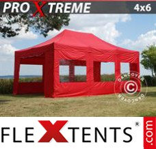 Tente evenementielle FleXtents Xtreme 4x6m Rouge, avec 8 cotés