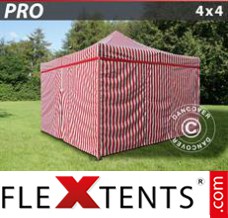 Tente evenementielle FleXtents PRO 4x4m rayé, avec 4 cotés