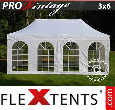 Tente evenementielle FleXtents PRO Vintage Style 3x6m Blanc, avec 6 cotés