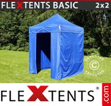 Tente evenementielle FleXtents Basic, 2x2m Bleu, avec 4 cotés
