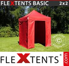 Tente evenementielle FleXtents Basic, 2x2m Rouge, avec 4 cotés