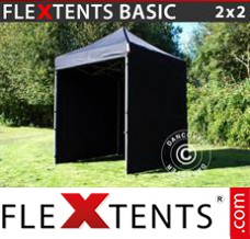 Tente evenementielle FleXtents Basic, 2x2m Noir, avec 4 cotés
