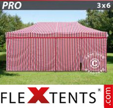 Tente evenementielle FleXtents PRO 3x6m rayé, avec 6 cotés