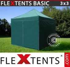 Tente evenementielle FleXtents Basic, 3x3m Vert, avec 4 cotés