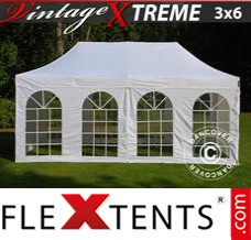 Tente evenementielle FleXtents Xtreme Vintage Style 3x6m Blanc, avec 6 cotés