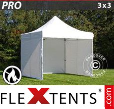Tente evenementielle FleXtents PRO 3x3m Blanc, Ignifugé, avec 4 cotés
