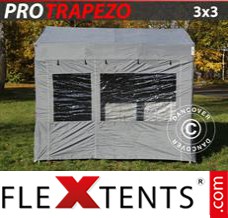 Tente evenementielle FleXtents PRO Trapezo 3x3m Gris, avec 4 cotés