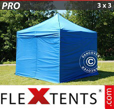 Tente evenementielle FleXtents PRO 3x3m Bleu, avec 4 cotés