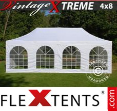 Tente evenementielle FleXtents Xtreme Vintage Style 4x8m Blanc, avec 6 cotés